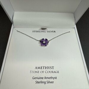R.H. Macy & Co Sterling Silver Amethyst and Diamond Necklace